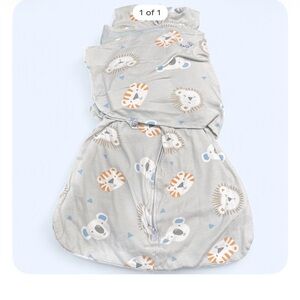 Halo Gray Sleep Sack with Orange and Blue Animal Faces 💜🩶